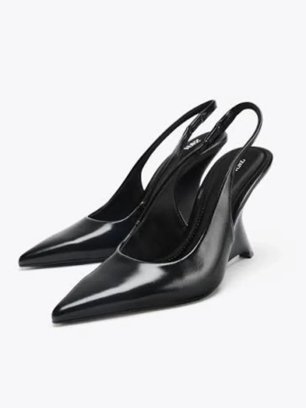 Zara Slingback Wedges, Size 7 1/2, Black